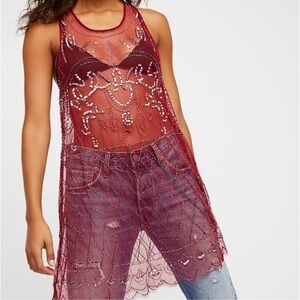 Free People Verona Slip dress deep red burgundy size xsmall